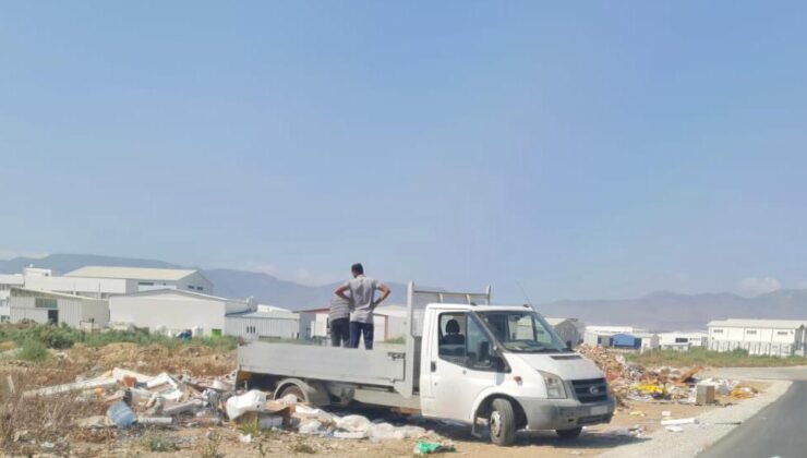 Alayköy Sanayi Bölgesi’nde yasak bölgeye çöp döken şahsa ceza kesildi