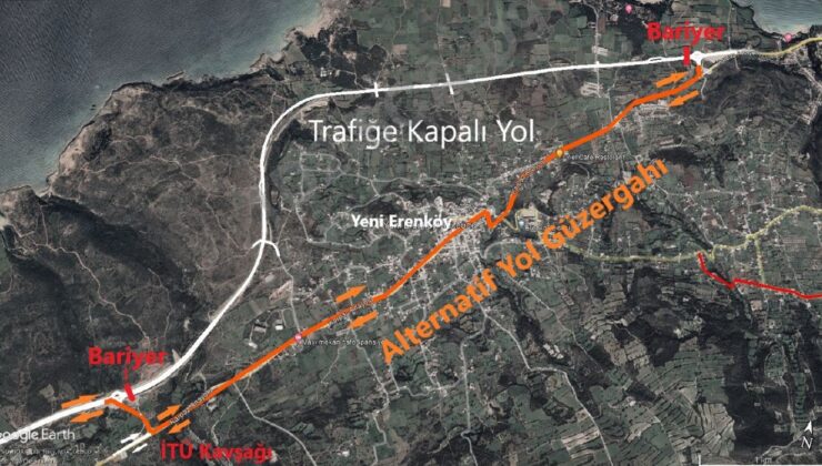 Yeşilköy Kavşağı ile Yenierenköy Kavşağı arası yol 14 gün süreyle araç trafiğine kapalı olacak