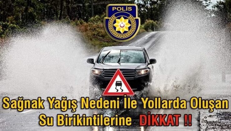 Polisten sürücülere uyarı:Dörtyol ve İnönü kavşakları arasında yağmur nedeniyle görüş mesafesi azaldı