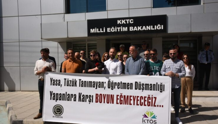 KTÖS ve KTOEÖS Milli Eğitim Bakanlığı önünde eylem yaptı