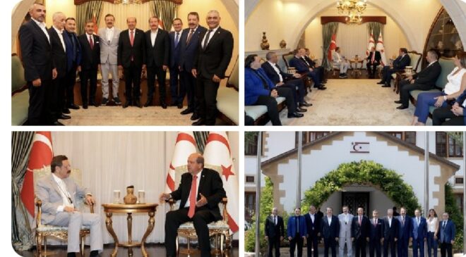 Cumhurbaşkanı Tatar, TOBB Başkanı Hisarcıklıoğlu ve beraberindeki heyeti kabul etti
