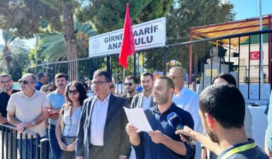 CTP Girne İlçesi, Girne Maarif Anaokulu önünde basın açıklaması yaptı