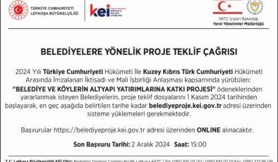 Türkiye’nin Lefkoşa Büyükelçiliği’nden Belediyelere yönelik proje teklif çağrısı