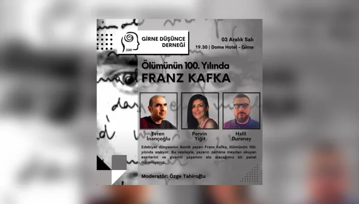 Girne Düşünce Derneği, Franz Kafka’nın 100. ölüm yıl dönümü anısına yarın akşam Girne’de panel düzenliyor