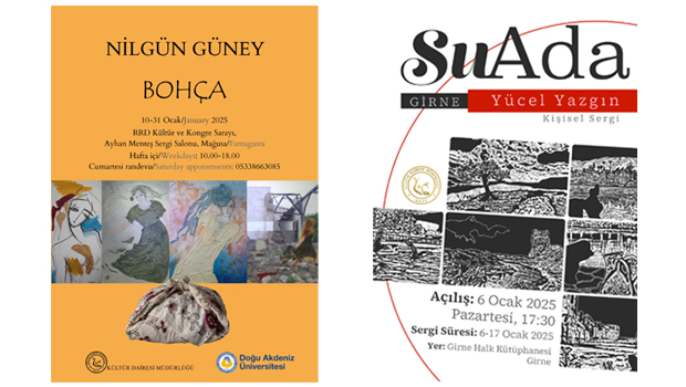 Yücel Yazgın ve Nilgün Güney’in sergileri, yeni yılın ilk haftalarında Girne ve Gazimağusa’da sanatseverlerle buluşacak