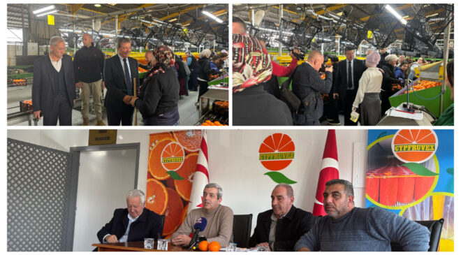 Başbakan Üstel, Cypfruvex’i ziyaret etti, çalışmalarla ilgili bilgi aldı …Cypfruvex Yönetim Kurulu narenciye ürün alım bedellerinin taban fiyatlarını açıkladı