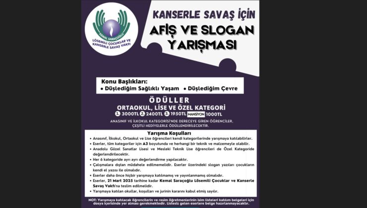 “Kanserle Savaş İçin Afiş ve Slogan Yarışması” başvuruları başladı