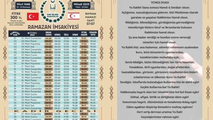 Ramazan 1 Mart Cumartesi günü başlayacak…