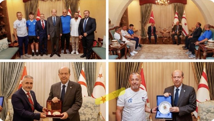 Cumhurbaşkanı Tatar Gençlik Gücü Spor Kulübü ve Türkiye Tavşanlı Erdem Spor Kulübü Koordinatörleri ile beraberindeki heyeti kabul etti