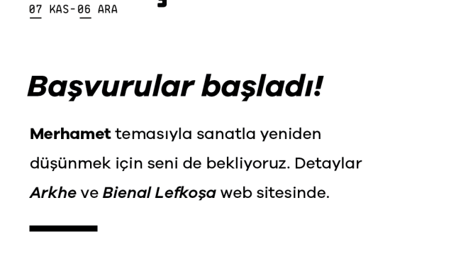 “Merhamet” temalı Bienal Lefkoşa 2025’e başvurular bugün başladı