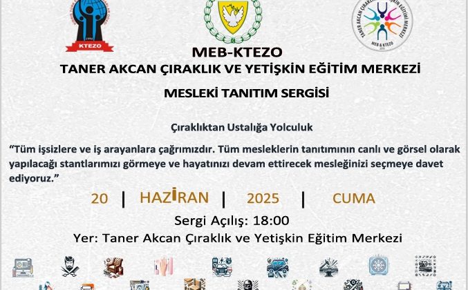 Taner Akcan Çıraklık ve Yetişkin Eğitim Merkezi’nde “Mesleki Tanıtım Sergisi” açılacak