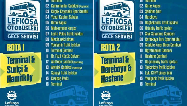 Lefkoşa otobüsleri gece servisi 1 Temmuz’da hizmet vermeye başlıyor