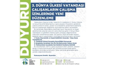 Çalışma Bakanlığı, üçüncü dünya ülkesi çalışanların çalışma izinlerine yeni düzenleme getirdi