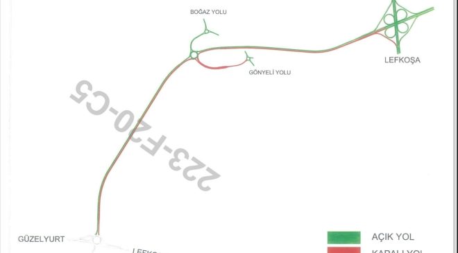 Lefkoşa Kuzey Çevre Yolunun bir kısmı trafiğe kapatıldı
