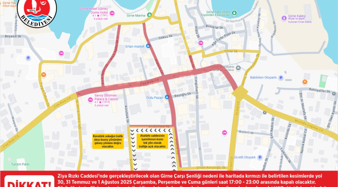 Girne Çarşı Şenliği nedeniyle bazı yollar geçici süreyle trafiğe kapatılacak