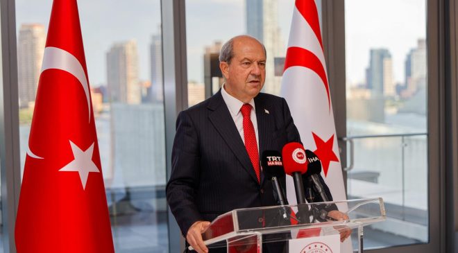 Cumhurbaşkanı Ersin Tatar, BM Merkezi’nde ve Türkevi’nde basın toplantısı düzenledi