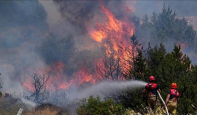 İzmir’in Buca ilçesindeki orman yangınına müdahale ediliyor
