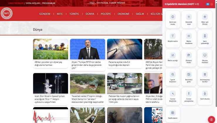 Bayrak Radyo Televizyon Kurumu, haber alma hakkının herkes için eşit ve erişilebilir olması gerektiği inancıyla bir ilke daha imza attı:’Erişilebilirlik Menüsü’