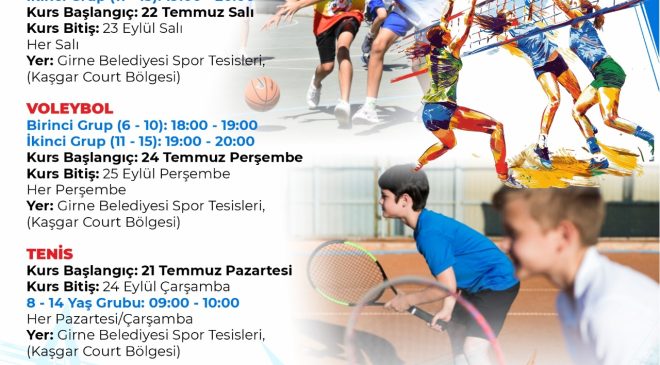 Girne Belediyesi’nden ücretsiz yaz spor kursları…