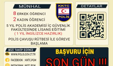 Polis Akademisi’ne KKTC’den alınacak 10 öğrenci için başvurular bugün bitiyor