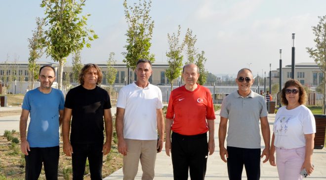 Cumhurbaşkanı Tatar , yapımı devam eden Cumhuriyet Parkı’nı ziyaret etti