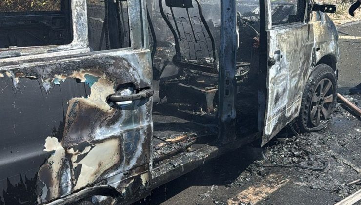 Girne-Lefkoşa anayolunda araç yandı