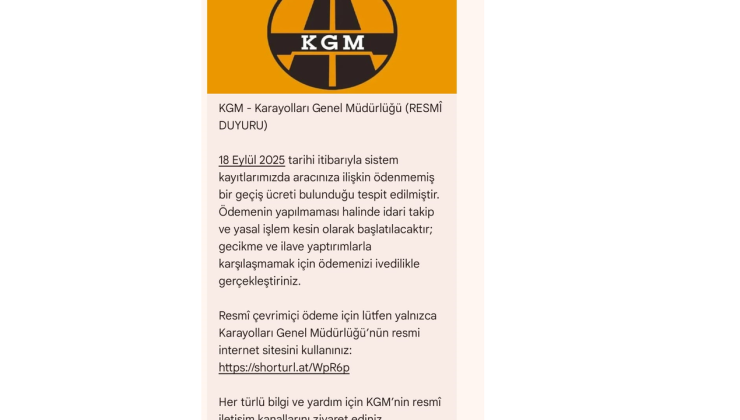 Bayındırlık ve Ulaştırma Bakanlığı’ndan dolandırıcılık amaçlı mesajlara karşı uyarı