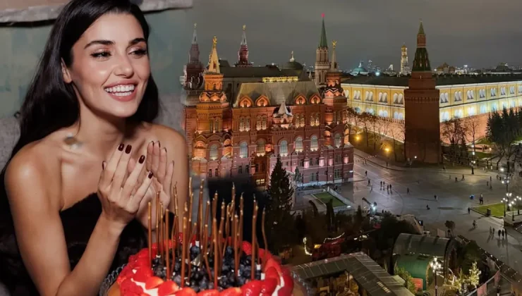 Hande Erçel’in doğum günü kutlamaları bitmiyor: Rusya’da pasta üfledi