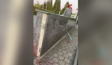 Almanya’da caminin duvarı tahrip edildi ve girişine domuz başı bırakıldı