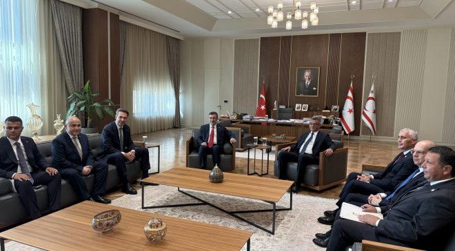 Cumhurbaşkanı Erhürman, Türkiye Cumhuriyeti Cumhurbaşkanı Yardımcısı Yılmaz ile görüştü
