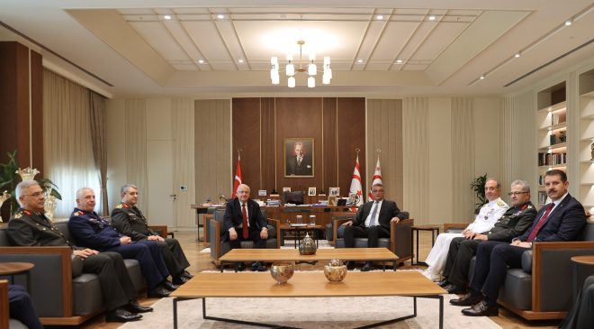 Cumhurbaşkanı Erhürman, TC Millî Savunma Bakanı Güler ve Beraberindeki Heyeti Kabul Etti