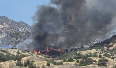 Yamaçköy ile Tirmen Arasındaki Yangına Havadan Müdahale